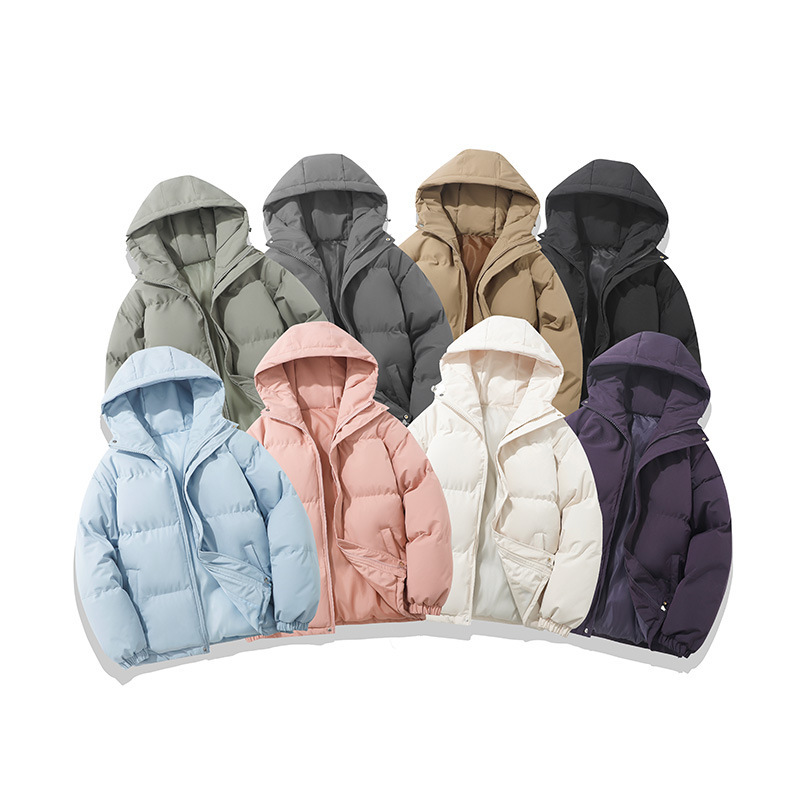 2025 Winter Couple's Solid Color Cotton-Padded Jacket, Men's and Women's Winter Coat, Thickened Trendy Brand Large Size Stand Collar