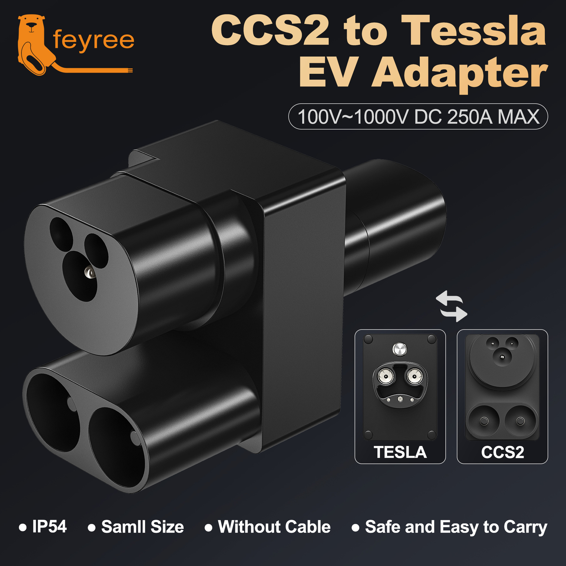 新能源汽车CCS2欧标直流转特斯拉连接器转接头CCS2 to Tessla