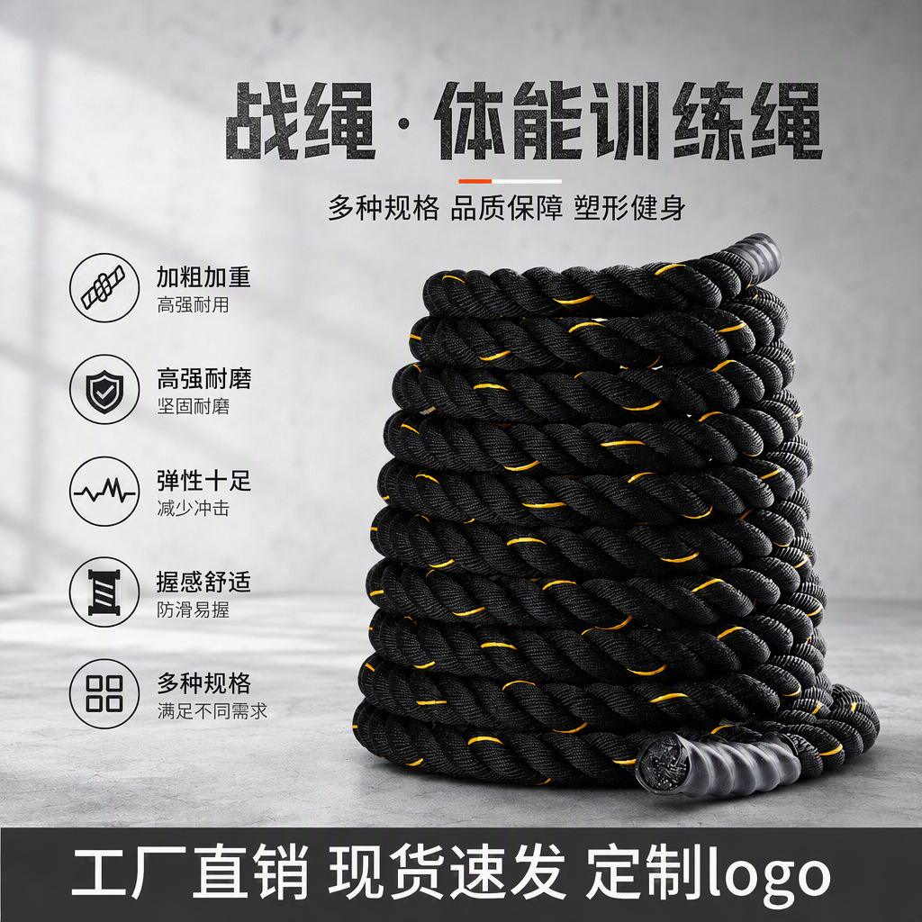 공장 직판 워프트 로프 트레이닝 로프 체지방 감소 및 체형 관리 워프트 로프 체력 훈련 로프 피트니스 로프 남녀 공용 가정용 워프트 로프