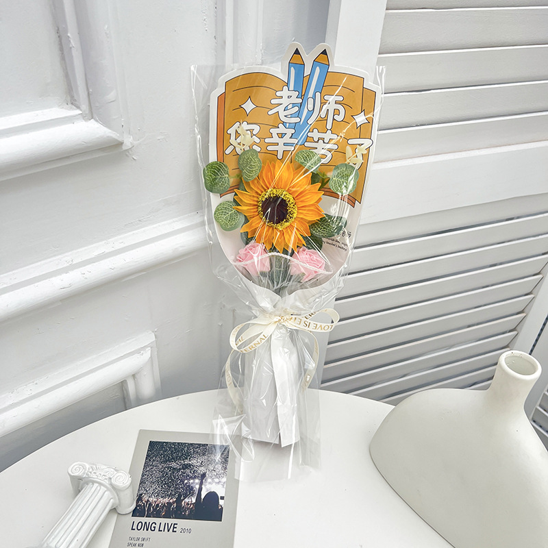 教师节礼物香皂花花束手工太阳花向日葵花束成品单支批发文具跨境详情7