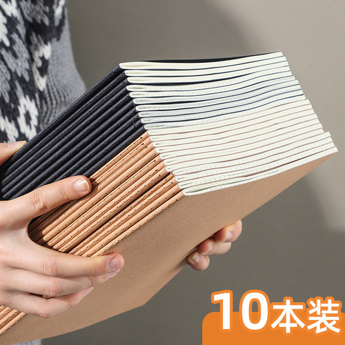 Vintage Leather-bound Notebook B5, A5, Simple Student Style, Wire-O Bound, Grid Paper, Blank Ruled Notebook