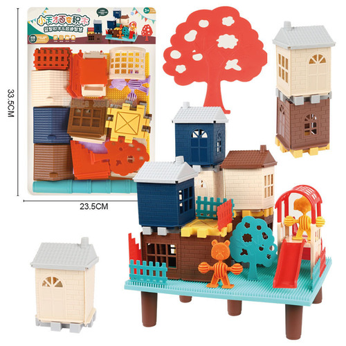 Street stall model assembled building blocks desktop children's supermarket educational institutions men's and women's toys gifts wholesale