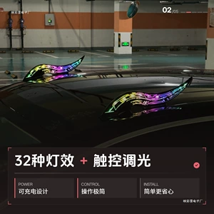 Universal Car New Arc-Shaped Luminous Light-Speed Flow Fin Dragon Cultural Style Corner-Type Car Roof Decoration in Matte Black
