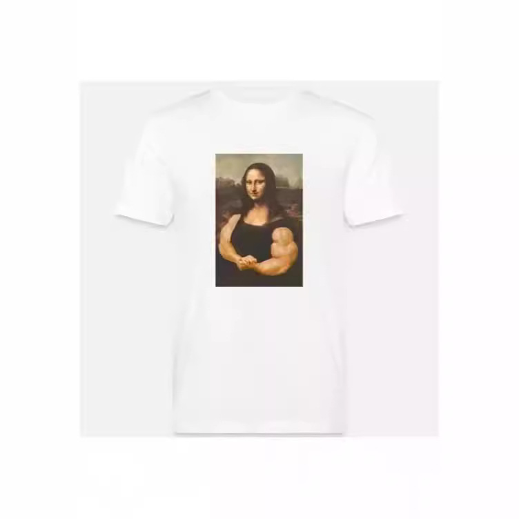 Mona Lisa Bodybuilding T-shirt plus size Funny Printed Casual Camouflage Fitness T-shirt Unisex