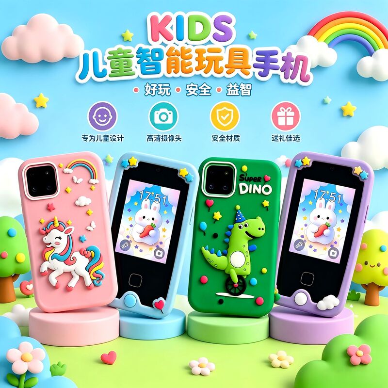Cross-Border New Model Children's Mobile Phone with High-Definition Eye Protection, Mini Camera That Can Take Photos, Multi-Functional Children's Educational Touch Screen Mobile Phone