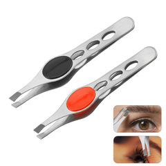 Manufacturer wholesale stainless steel three-hole eyebrow clip, eyebrow trimming and plucking clip, eyebrow pliers with rubber pads, tweezers, beauty tools