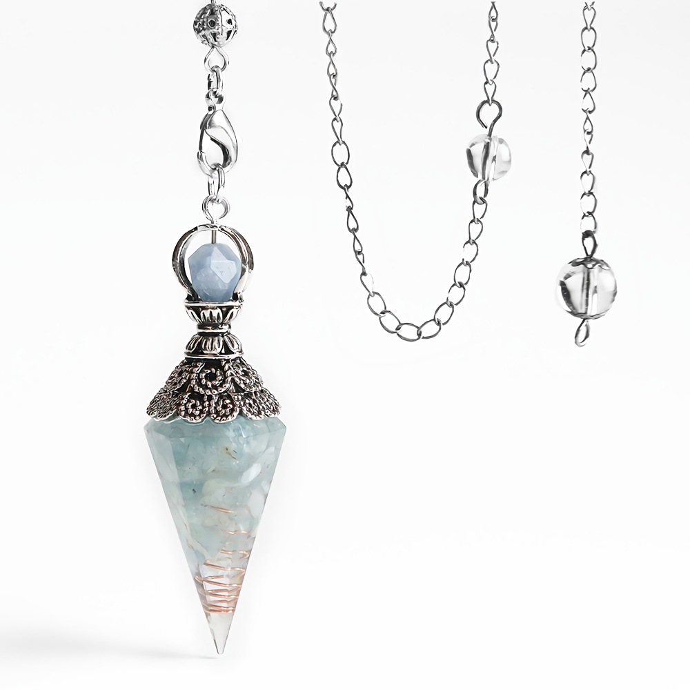 Amatista aguamarina colgante colorido grava resina gema hexagonal cono espíritu swing transfronteriza Amazon joyería