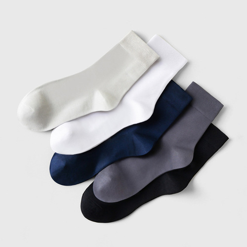 Manufacturer wholesale autumn and winter men's bamboo fiber stockings business men's socks solid color comfortable sweat-absorbent antibacterial and deodorant