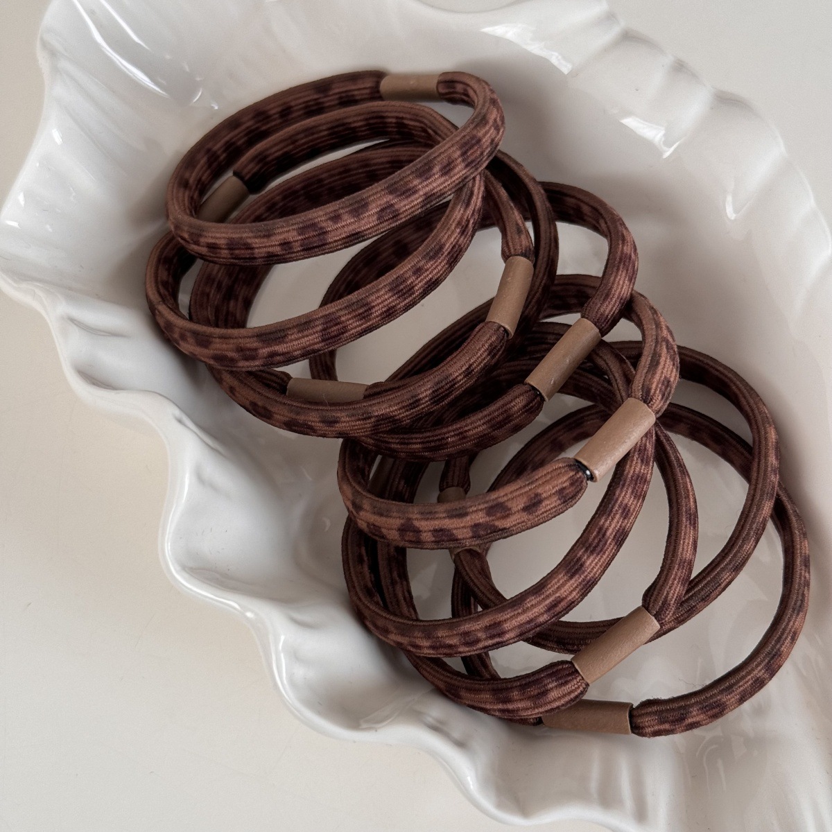 brown Leopard Print Basic Rubber Band Hair Band High Elastic Hair Rope for Girls