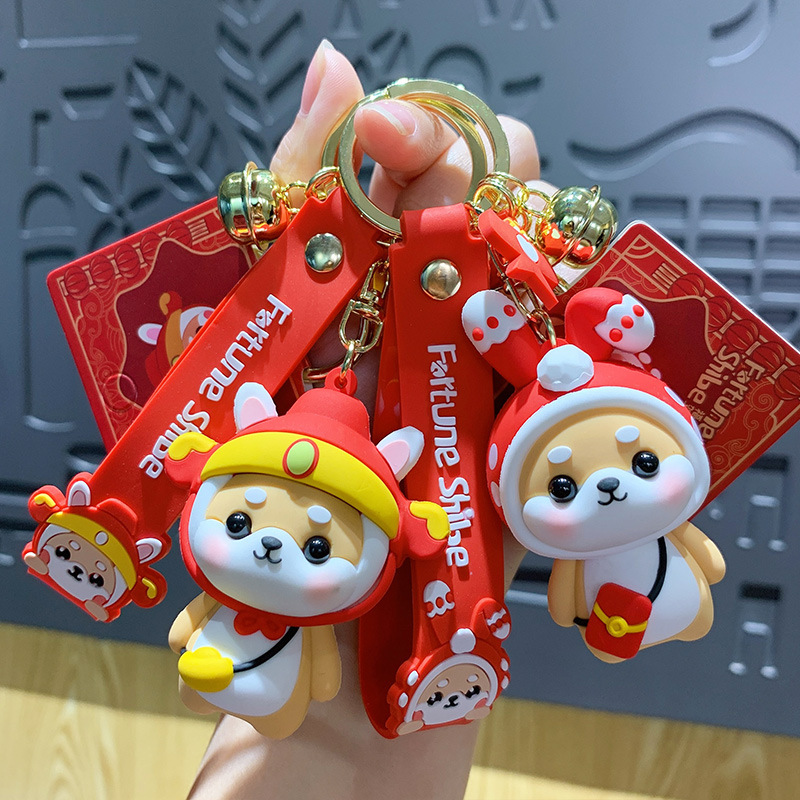 正版卡通新年款小财柴福兔钥匙扣挂件可爱小兔子情侣包包挂饰批发