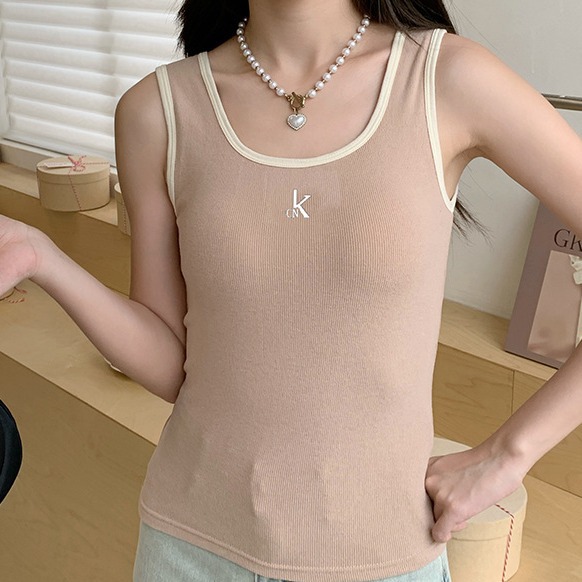 여성을 위한 새로운 가을 겨울 스퀘어 칼라 보온 조끼, 내부에 작은 슬링이 있는 패셔너블하고 심플한 호주산 캐시미어 부드럽고 피부 친화적인 바닥