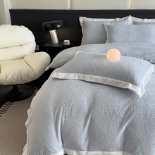 冬天5D加厚保暖雕花牛奶绒床上四件套a类母婴级珊瑚绒抗静电4件套