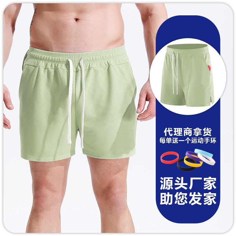Pantalones cortos deportivos de waffle para hombres correr fútbol fitness deportes de secado rápido transpirable cómodos pantalones sueltos de cuartos delgados