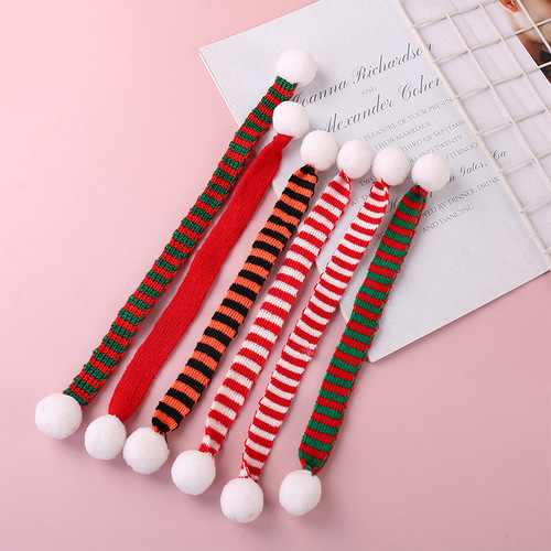 Cross-border knitting yarn mini scarf Christmas pet toy small neckerchief plush teddy bear decorative accessories wholesale