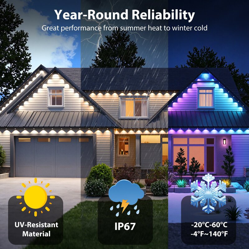 Eaves Light Rgbww Smart Magic Light Bluetooth + Wifi Control Waterproof Christmas Atmosphere Permanent Outdoor Light String Eaves Light Rgbww Smart Magic Light Bluetooth + Wifi Control Waterproof Christmas Atmosphere Permanent Outdoor Light String
