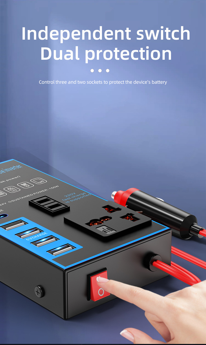 Car Inverter 12V24V Universal to 220V Car Power Socket Truck Smart Charging Inverter Converter