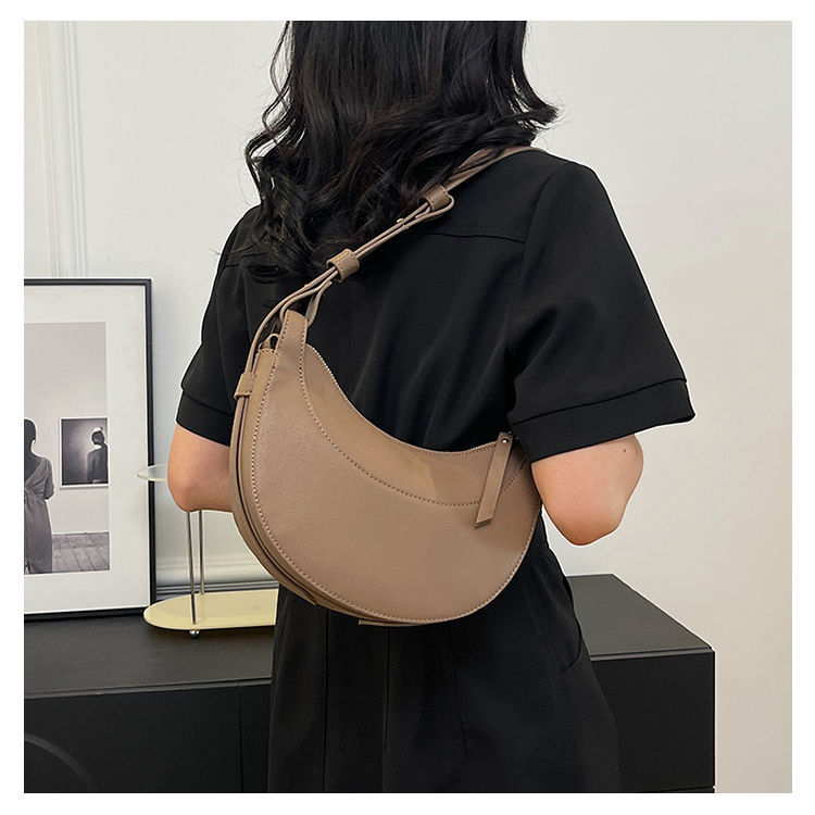 French Style Crescent Shoulder Bag For Women Lychee Pattern_voghion.com