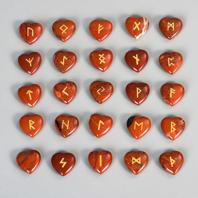 Amazon europeo y americano Venta caliente 25 cristal natural amor Luen carta ruoni Rune cristal piedra