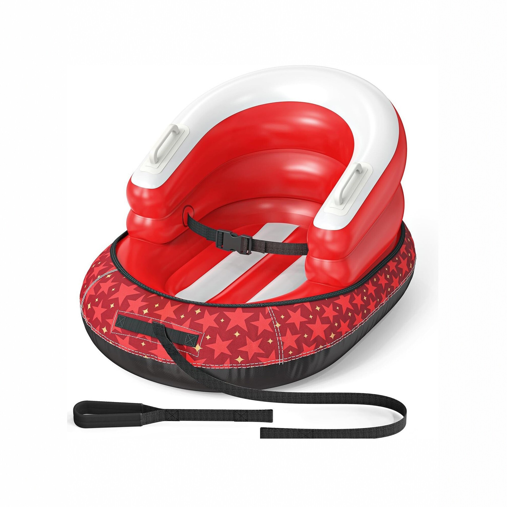 Winter outdoor snow toys: PVC inflatable snow sled with a canvas cover and leash, cold-resistant and thickened for children