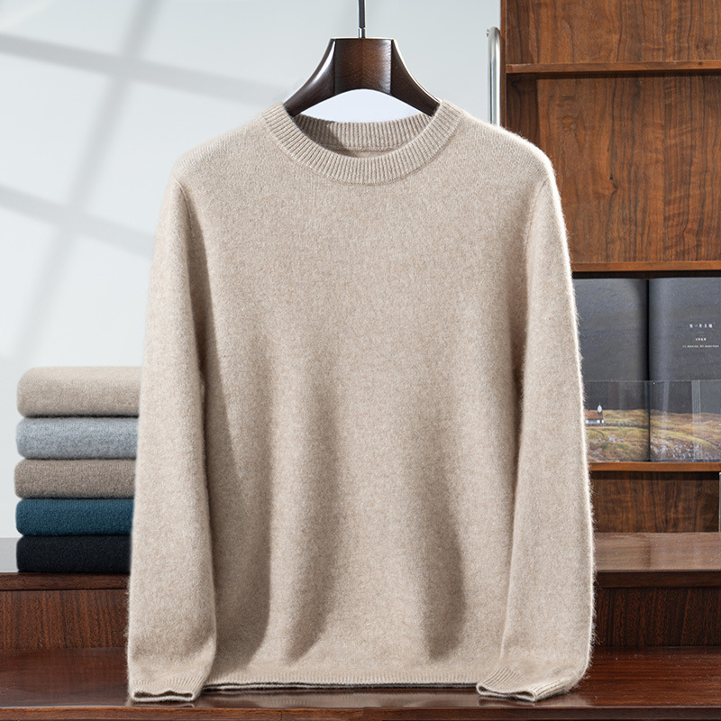 Autumn and Winter New Cashmere Knitted Bottoming Shirt Loose Business Commuter Pullover Round Neck Warm Long-Sleeved Men's Simple Autumn and Winter New Cashmere Knitted Bottoming Shirt Loose Business Commuter Pullover Round Neck Warm Long-Sleeved Men's Simple