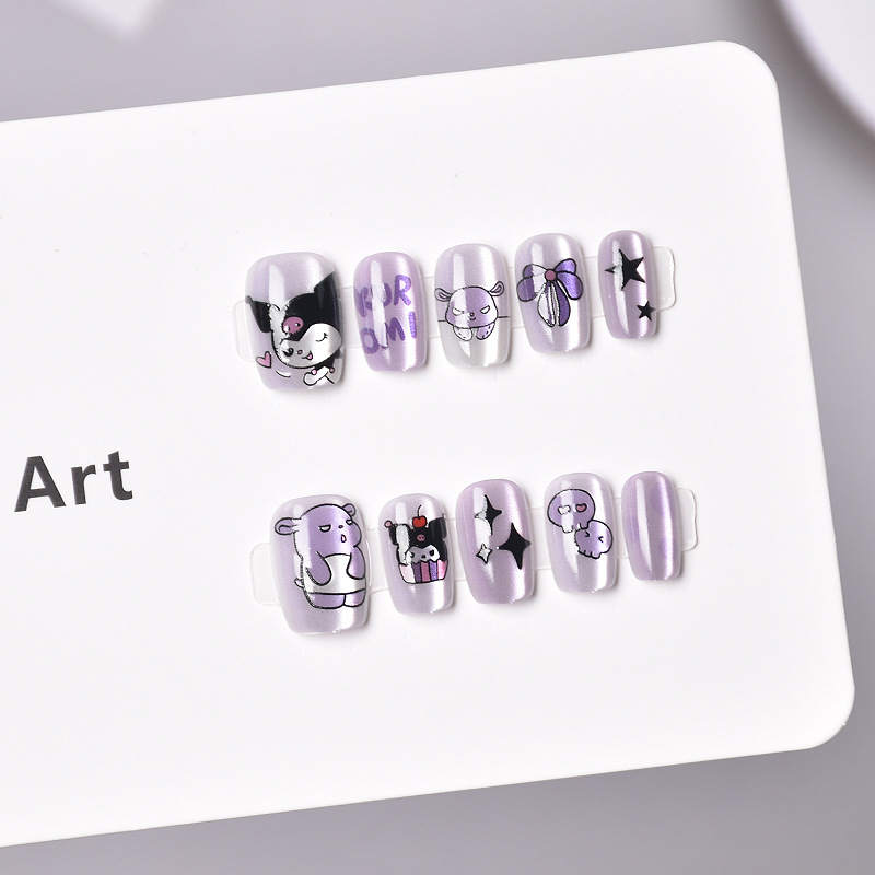 30 piezas de talla completa para niños, ojos de gato, uñas, uñas, uñas, uñas, uñas, uñas cortas para niños de dibujos animados lindos al por mayor