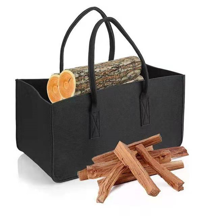 厂家供应毛毡手提收纳袋毛毡柴火包收纳篮柴火收纳筐亚马逊新款