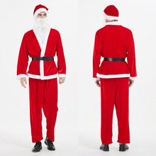 2023年欧美圣诞节圣诞服圣诞老人套装男服金丝绒衣服服装表演服饰