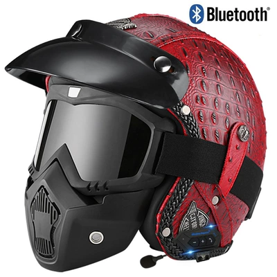 helmet men's and women's motorcycle Motosiklet kaskı (dəbilqə) - red-crocodile-mask-bluetooth-s