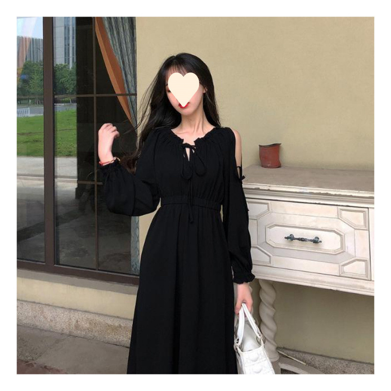 御姐风减龄修身礼服裙设计感收腰显瘦连衣裙女春秋高级感长袖长裙|undefined