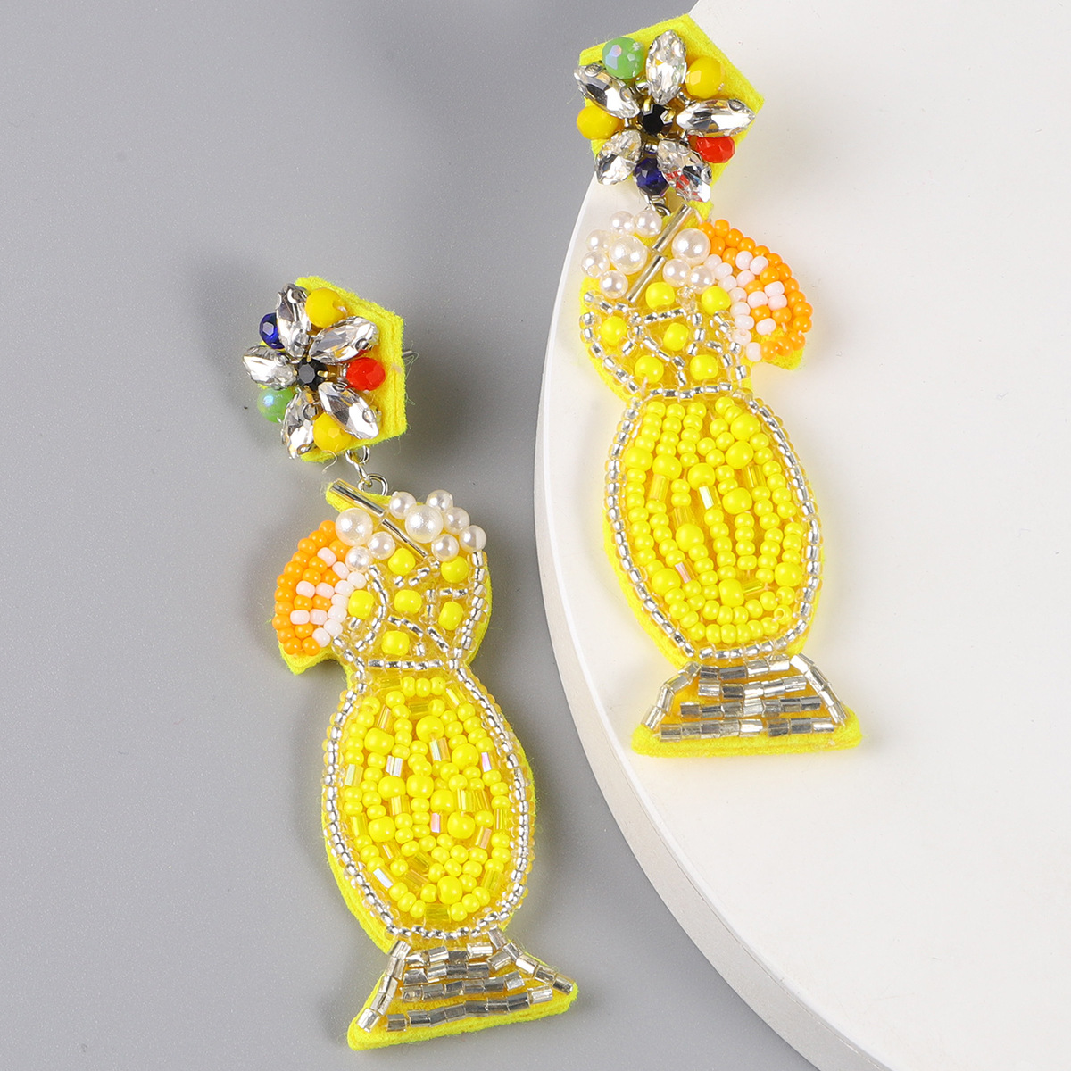 Fashion Wine Glass Resin Beaded Rhinestones Drop Earrings display picture 8