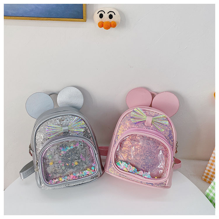 Cute Bow Knot Sequins Square Zipper Functional Backpack display picture 12