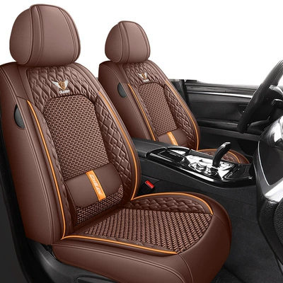 Universal seat cover — Model Solid Waist Support Nappa Leather Ice - brown-waist-fixed-standard-version