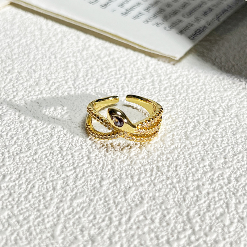 6g Weight Zircon Inlay Material Open Rings Classification Adjustable Ring Size 1 Piece Quantity Daily Occasion Copper Material Snake Pattern All Seasons Season Women's Gender Inlay Design IG Style Style Wholesale Jewelry IG Style Snake Copper Zircon Inlay Open Rings 12