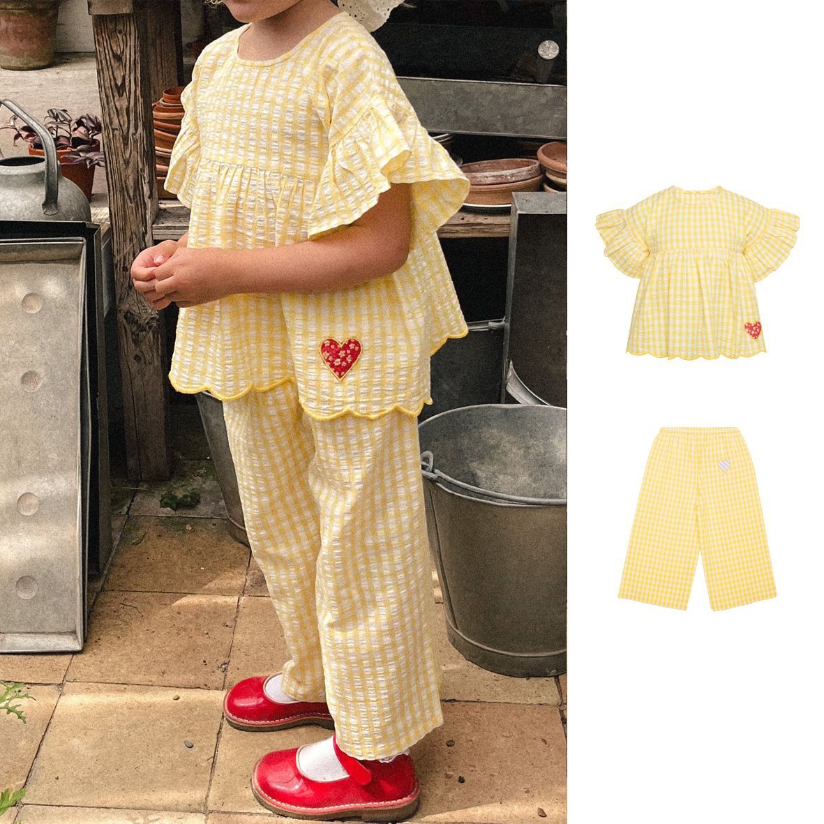 Summer Scandinavian fresh yellow colored children's trousers