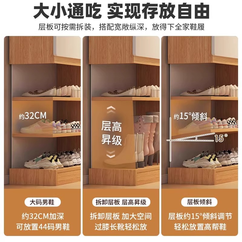 Gabinete de zapatos doméstico de almacenamiento de puerta doméstica todo en una pared 2025 nuevo estante de zapatos de gran capacidad del gabinete de entrada