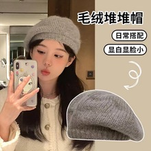 批发贝雷帽秋冬季针织女款时尚百搭大头围显脸小保暖毛线画家帽子
