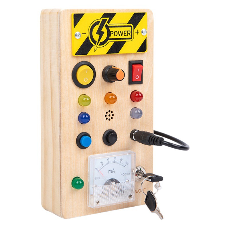 Juguetes educativos para niños 4-6 madera nueva luz LED bloque ocupado educación temprana botón de encendido herramienta de semáforo