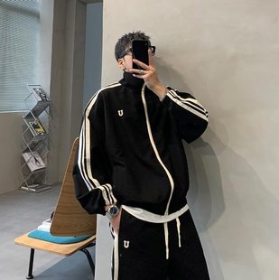 Tide brand men's casual sports suit 2023 spring and autumn new high-end sense ruffian handsome jacket fashion men's set