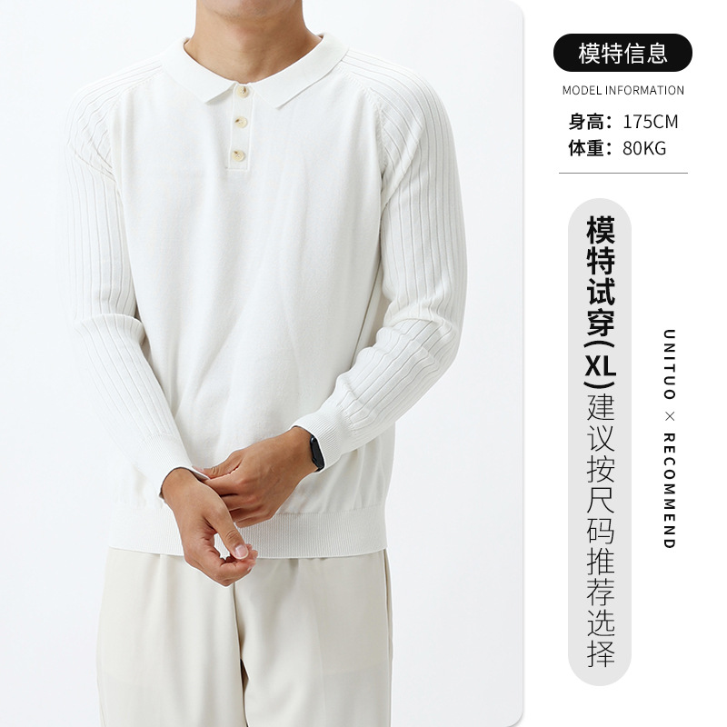 La vieja ropa de hombre suéter de alta sensación camiseta de punto hombre de negocios casual con solapa de manga larga camiseta polo de hombre