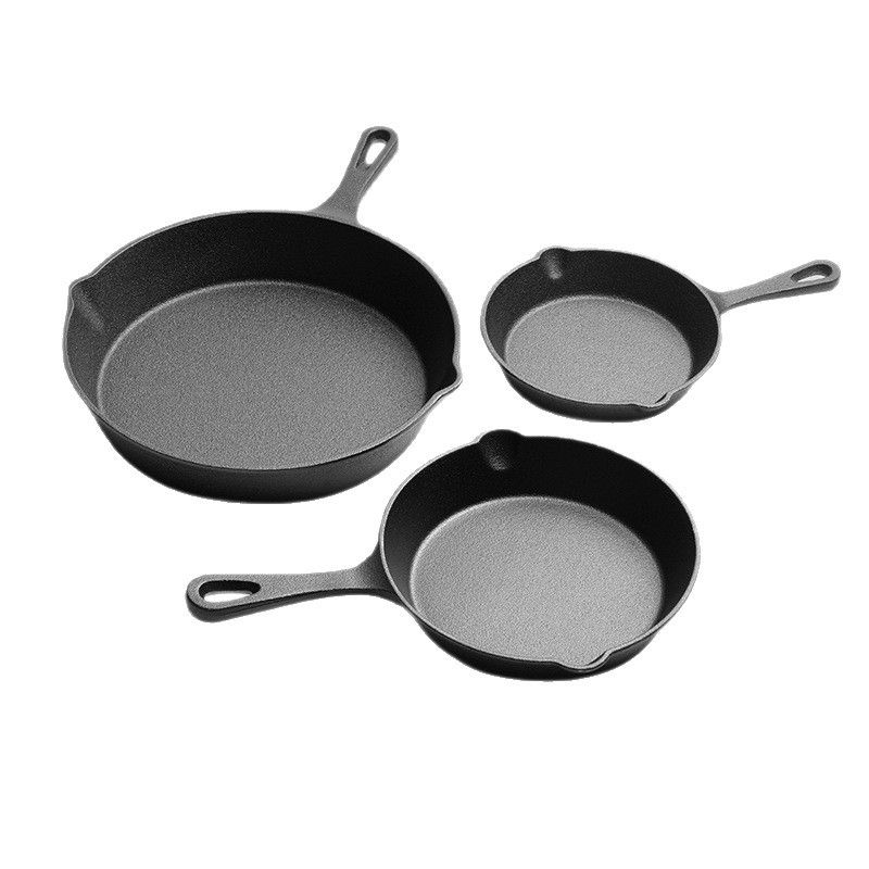 Sartenes de hierro fundido, sartenes de tres piezas, ollas domésticas, ollas de hierro antiguas, tortillas, sartenes antiadherentes sin recubrimiento, juego