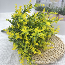 跨境人造7叉尖叶穗仿真绿植7头薰衣草塑料家庭门廊装饰户外植物花