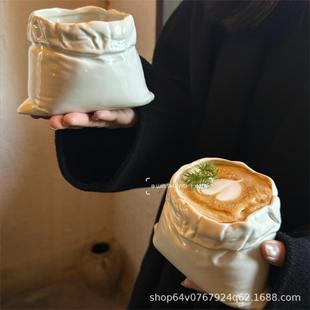 Creative coffee ceramic cloth bag, afternoon tea, tea cup