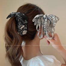高级感水墨复古盘发夹大号抓夹气质发夹女后脑勺香蕉夹蝴蝶结发卡