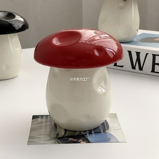 Cute Little Mushroom~Creative Ceramic Ashtray with Lid, Personalized Trendy Accessible Luxury Home Living Room Anti-Fly Ash Office