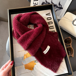 2024 winter new women's scarf all-match scarf warm plush niche long new small scarf fashion Korean version