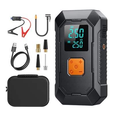 Road Rescue Emergency Power Starter, Car on the line of fire - inflatable-emergency-power-bank-with-smart-clamps-eva-case-english-version