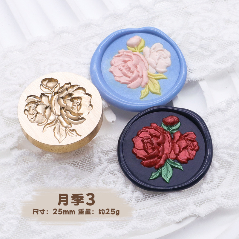 Sello de pintura de fuego serie de plantas tulipán rosa artística fuego pintura sello creativo cera regalo