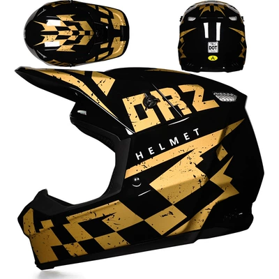 Helmet Goggles Downhill Mountain | Motorcycle Safety Supplies - black-gold-square-s