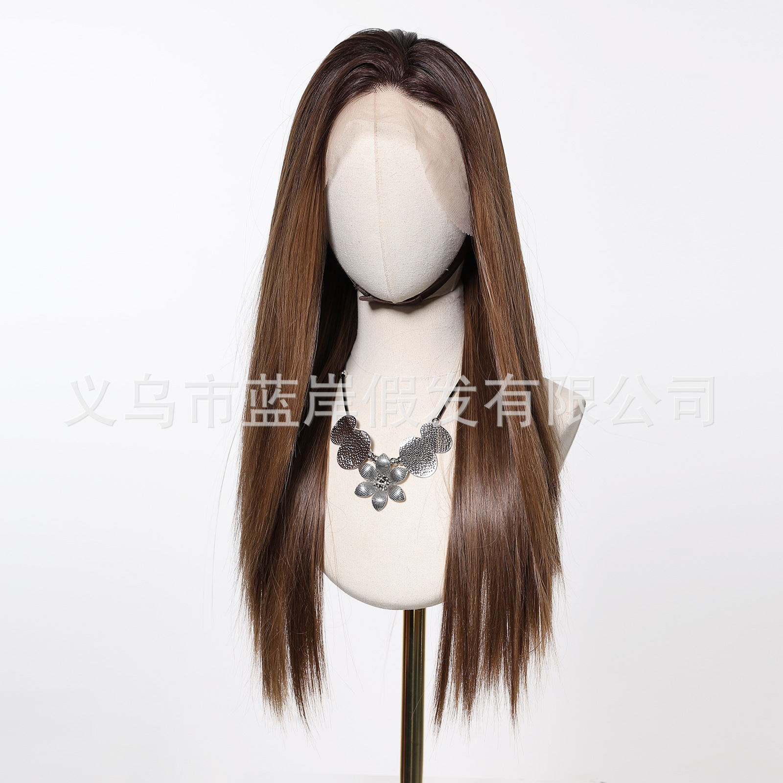 Transfronterizos Europa y Estados Unidos gran área peluca de encaje mujer cosida casual gradiente ruido cabello largo recto realista transpirable