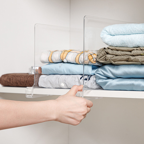 Cross-border best-selling transparent plastic bookshelf wardrobe book divider clamp-style organization sorting board clothing separator